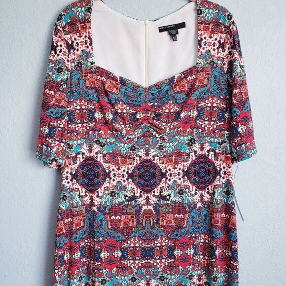 London Times Multicolor Kaleidoscope Sweatheart Neckline Dress - Picture 4 of 13